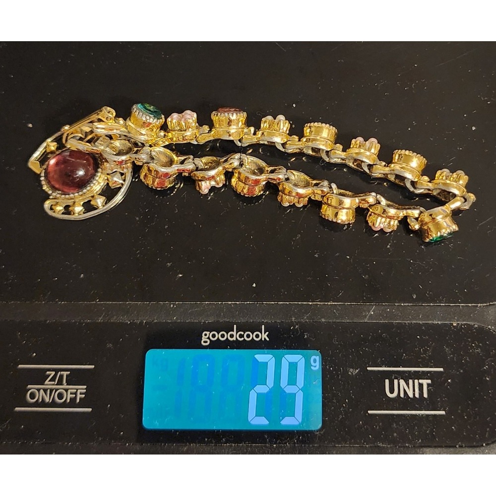 VTG Art Pepper  Gold Tone Horseshoe Charm Bracelet Faux Pearl Cabochon READ - Picture 5 of 11